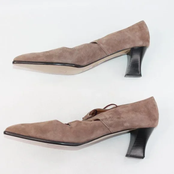Ellen Tracy Womens Sz 10 Linda Allard Brown Suede Block Heeled Pointed Toes #135 - Picture 5 of 11